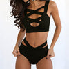 Image of 2019 Women Bra Set Plain Push Up Bandage Cross Belt Bra High Waist Panties Lingerie Set 2 Pcs Hollow Sexy Ladies Underwear Lot