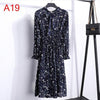Image of 2019 Women Dress Spring Long Sleeve Office Polka Dot Vintage Dress Casual Red Floral Autumn Shirt Chiffon Midi Dress For Ladies