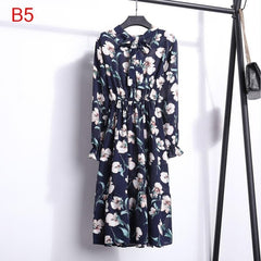 2019 Women Dress Spring Long Sleeve Office Polka Dot Vintage Dress Casual Red Floral Autumn Shirt Chiffon Midi Dress For Ladies