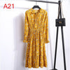 Image of 2019 Women Dress Spring Long Sleeve Office Polka Dot Vintage Dress Casual Red Floral Autumn Shirt Chiffon Midi Dress For Ladies