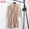 Image of 2019 Women Dress Spring Long Sleeve Office Polka Dot Vintage Dress Casual Red Floral Autumn Shirt Chiffon Midi Dress For Ladies