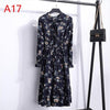 Image of 2019 Women Dress Spring Long Sleeve Office Polka Dot Vintage Dress Casual Red Floral Autumn Shirt Chiffon Midi Dress For Ladies