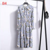 Image of 2019 Women Dress Spring Long Sleeve Office Polka Dot Vintage Dress Casual Red Floral Autumn Shirt Chiffon Midi Dress For Ladies