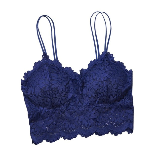 2019 Women Sexy Lingerie Corset Lace Floral Bralette Padded Bra Camis Underwear Wire Free Sheer Lace Bra Crop Tops Brassiere x