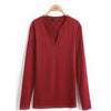 Image of 2019 solid 14 colors V-Neck  Blouses Sexy Slim Knitted Long Sleeve Chemise Femme Korean Tops for Women clothing Shirt Top Blouse