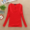Image of 2019 solid 14 colors V-Neck  Blouses Sexy Slim Knitted Long Sleeve Chemise Femme Korean Tops for Women clothing Shirt Top Blouse