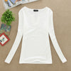 Image of 2019 solid 14 colors V-Neck  Blouses Sexy Slim Knitted Long Sleeve Chemise Femme Korean Tops for Women clothing Shirt Top Blouse