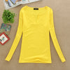 Image of 2019 solid 14 colors V-Neck  Blouses Sexy Slim Knitted Long Sleeve Chemise Femme Korean Tops for Women clothing Shirt Top Blouse