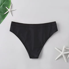 2020 High Waist Women Bikini Bottoms Solid Black Swimsuit Panties Womens Brazilian Plus Size Beach Swim Shorts Bikinis Mujer #3