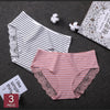 Image of 2020 Women Cotton Striped Panties Lace Trim Ladies Boyshort Breathable Safety Female Underwear Middle Waist Girls Boxer Shorts