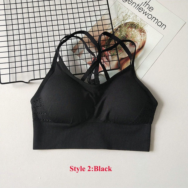 21 Colors Seamless Sports Bra Women Gym Back Cross Strappy Fitness Women Sports Bras Gym Active Wear Yoga Bras For Running Tops