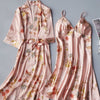 Image of 2PCS Set Sexy Night Dress For Women Deep Sleepwear Lingerie Silk Nightgown Sleeveless Nightdress Nightwear Summer Homewear