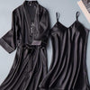 Image of 2PCS(basic+outwear) Night Dress Women Women Lace Satin Sleepwear Babydoll Lingerie Nightdress Sexy Sleepwear Nighties For Women