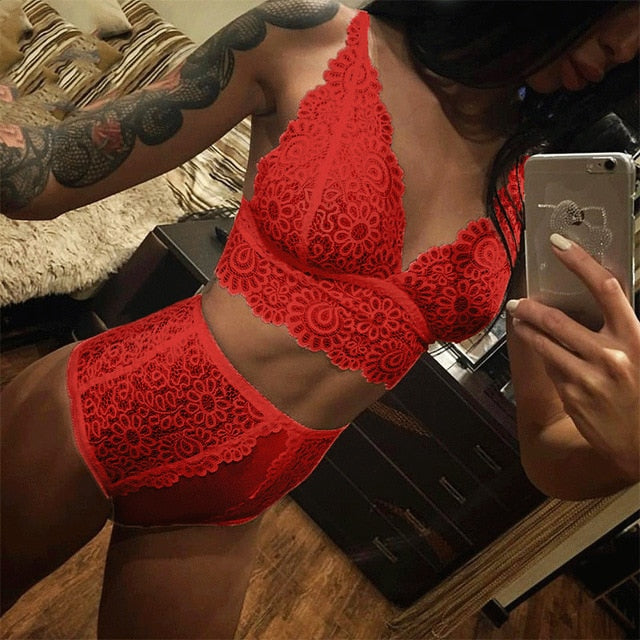 2pc Set White Push Up Porno Lace Sexy Lingerie Plus Size Transparent Women Babydoll Underwear Sexy Costumes Hot Erotic Plus Size