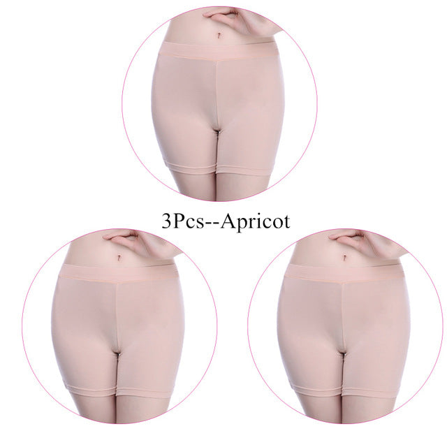 3 Pieces/Pack Safety Short Pants Under Skirts For Women Boyshorts Seamless Big Size Ladies Safety Boxer Panties Underwear Black