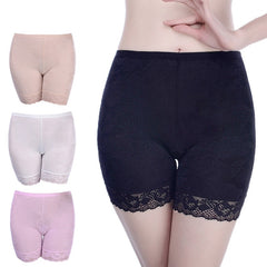 3 Pieces/Set Women Boxer Female Boyshort Lace Mid-Round Short Pants Comfortable Black Boyshort
