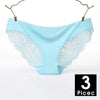 Image of 3pcs/lot  Sexy Women Panties set Lace Briefs Ice Silk Seamless Underwear Thong Lingerie Transparent Underpants String Pants #D