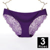Image of 3pcs/lot  Sexy Women Panties set Lace Briefs Ice Silk Seamless Underwear Thong Lingerie Transparent Underpants String Pants #D
