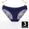 Image of 3pcs/lot  Sexy Women Panties set Lace Briefs Ice Silk Seamless Underwear Thong Lingerie Transparent Underpants String Pants #D