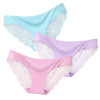 Image of 3pcs/lot  Sexy Women Panties set Lace Briefs Ice Silk Seamless Underwear Thong Lingerie Transparent Underpants String Pants #D