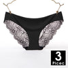 Image of 3pcs/lot  Sexy Women Panties set Lace Briefs Ice Silk Seamless Underwear Thong Lingerie Transparent Underpants String Pants #D