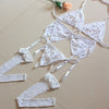 Image of 4pcs Sexy Lingerie Set Temptation Lace Push Up Transparent Bra Set Erotic Women Underwear Bras & G-String & Net Socks & Sling