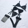 Image of 4pcs Sexy Lingerie Set Temptation Lace Push Up Transparent Bra Set Erotic Women Underwear Bras & G-String & Net Socks & Sling