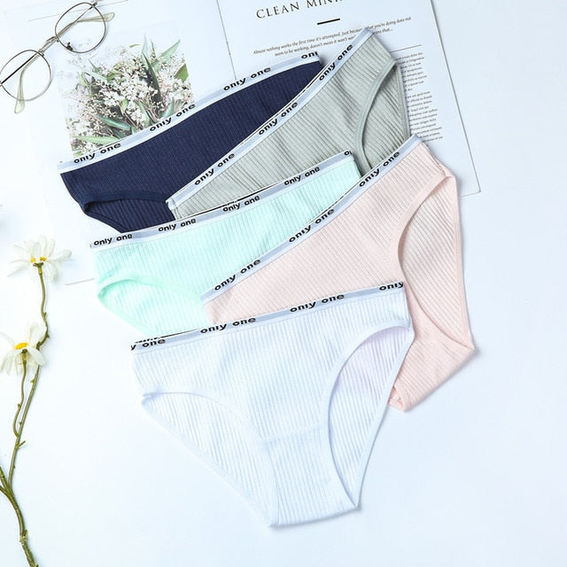 5PCS/lot Women Panties Sexy Cotton Underwear Cute Printed Intimate Plus Size Briefs Breathable pink Underpants lingerie