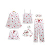 Image of 7 Pieces Womens Silk Satin Pajamas Sets Pyjamas Set Sleepwear Pijama Pajamas Suit Female Sleep Two Piece Set Loungewear