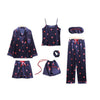 Image of 7 Pieces Womens Silk Satin Pajamas Sets Pyjamas Set Sleepwear Pijama Pajamas Suit Female Sleep Two Piece Set Loungewear