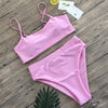 Image of AIUJXK New 2019 Summer Sexy Lingerie Women High Waist Biquini Pink Bra Set Woman Swimwear 2 Piece Swimsuit Underwear Bating Suit