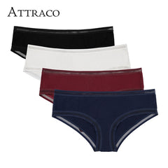 ATTRACO Women's Underwear Panties Cotton Soft Cozy Ladies Briefs Boyshorts Solid Packs of 4 Breathable Mid Waist High Quality