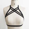 Image of Adult womens erotic lingerie bra clear open cup bra maid bandage chain bralette shelf bra sexy clothes strappy hot leather bra