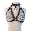 Image of Adult womens erotic lingerie bra clear open cup bra maid bandage chain bralette shelf bra sexy clothes strappy hot leather bra
