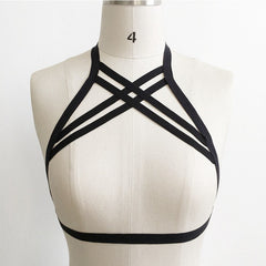 Adult womens erotic lingerie bra clear open cup bra maid bandage chain bralette shelf bra sexy clothes strappy hot leather bra
