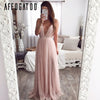 Image of Affogatoo Sexy deep v neck backless summer pink dress women Elegant lace evening maxi dress Holiday long party dress ladies 2019