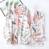 Image of Autumn New Ladies Pajamas Set Floral Printed Full Cotton Fresh Style Sleepwear Set Women Turn-down Collar Female Casual Homewear
