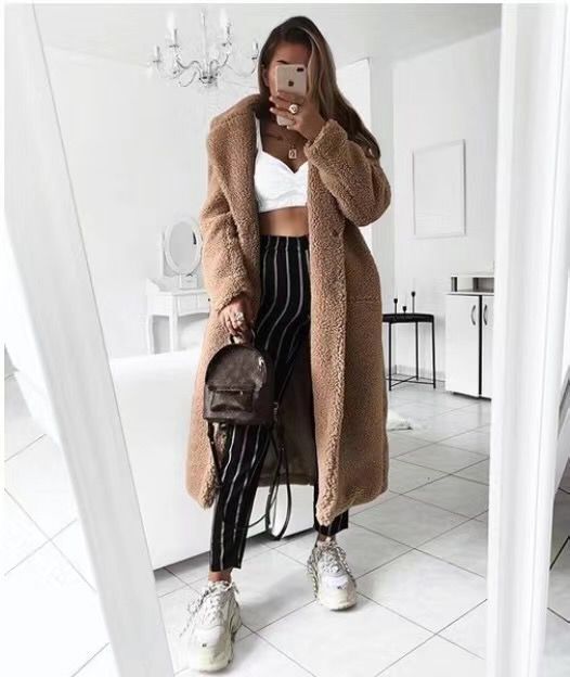 Autumn Winter Coat Women 2019 Casual Loose Solid Long Teddy Coat Female Vintage Plus Size Thick Faux Fur Jackets Coats White 5XL