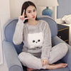 Image of Autumn Winter Warm Flannel Women Pyjamas Sets Thick Coral Velvet Long Sleeve Cartoon Sleepwear Thin Flannel Pajamas Set for Girl