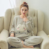 Image of Autumn Winter Warm Flannel Women Pyjamas Sets Thick Coral Velvet Long Sleeve Cartoon Sleepwear Thin Flannel Pajamas Set for Girl