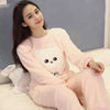Image of Autumn Winter Warm Flannel Women Pyjamas Sets Thick Coral Velvet Long Sleeve Cartoon Sleepwear Thin Flannel Pajamas Set for Girl
