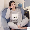 Image of Autumn Winter Warm Flannel Women Pyjamas Sets Thick Coral Velvet Long Sleeve Cartoon Sleepwear Thin Flannel Pajamas Set for Girl