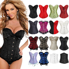 BIG SALE Satin Bone Lace Up Steampunk Corset Sexy Bustier Women Corselet Corset Bustier Corset Overbust Slim Corset Straples