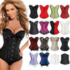 Image of BIG SALE Satin Bone Lace Up Steampunk Corset Sexy Bustier Women Corselet Corset Bustier Corset Overbust Slim Corset Straples