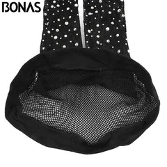 BONAS Summer Diamond Pantyhose Women Sexy Shiny Tights Rhinestone Mesh Nylon Stockings Glow In The Dark Fishnets Collant Femme