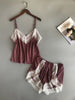Image of BZEL New Pajamas Sets Sexy Lace Pyjamas For Women V-neck Pijama Femme Summer Sleepwear Satin Nightwear Lingerie Female Underwear