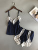 Image of BZEL New Pajamas Sets Sexy Lace Pyjamas For Women V-neck Pijama Femme Summer Sleepwear Satin Nightwear Lingerie Female Underwear