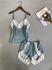 Image of BZEL New Pajamas Sets Sexy Lace Pyjamas For Women V-neck Pijama Femme Summer Sleepwear Satin Nightwear Lingerie Female Underwear