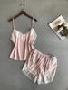 Image of BZEL New Pajamas Sets Sexy Lace Pyjamas For Women V-neck Pijama Femme Summer Sleepwear Satin Nightwear Lingerie Female Underwear