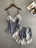 Image of BZEL New Pajamas Sets Sexy Lace Pyjamas For Women V-neck Pijama Femme Summer Sleepwear Satin Nightwear Lingerie Female Underwear
